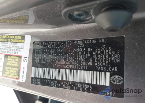 2023 Toyota Camry Le из США, поврежденный, VIN 4T1R11AK2PU113814